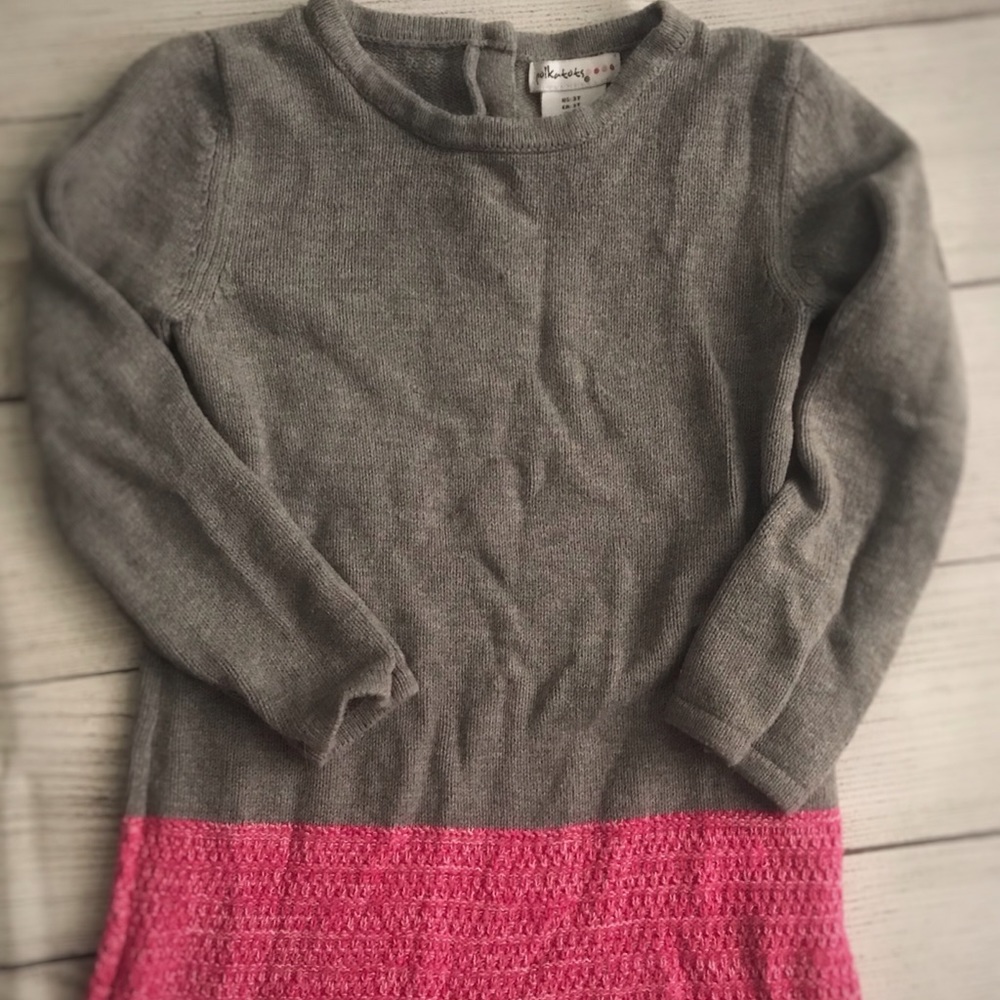 Grey and Pink toddler knit dress